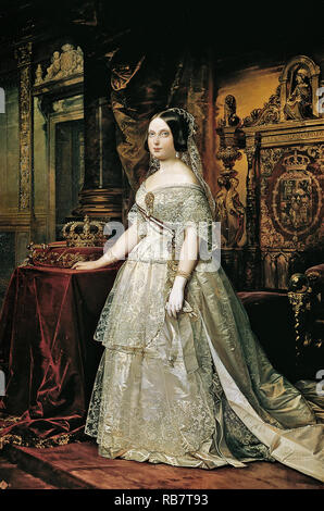 Federico de Madrazo y Kuntz, Isabelle II d'Espagne 1844 Huile sur toile, Académie royale des beaux-arts de San Fernando, Madrid, Espagne. Banque D'Images