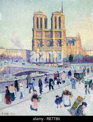 Maximilien Luce, le Quai Saint-Michel et Notre-Dame 1901 Huile sur toile, Musée d'Orsay, Paris, France. Banque D'Images