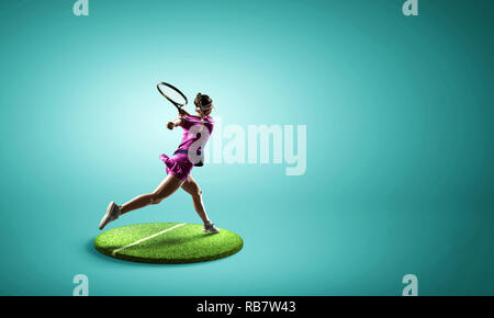 Grand joueur de tennis. Technique mixte Banque D'Images