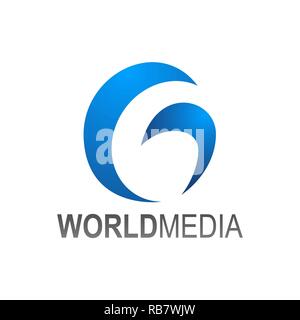 Résumé lettre G World Media globe modèle logo vector illustration. Couleur Gris bleu Illustration de Vecteur