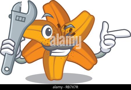 Mechanic Tiger Lily flower isolated on mascot Illustration de Vecteur