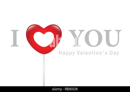 I love you valentines day Greeting card with lollipop vector illustration EPS10 Illustration de Vecteur