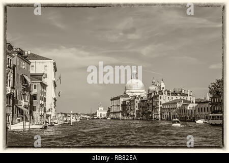 Vue sur le Grand Canal de Venise, vintage style carte postale Banque D'Images