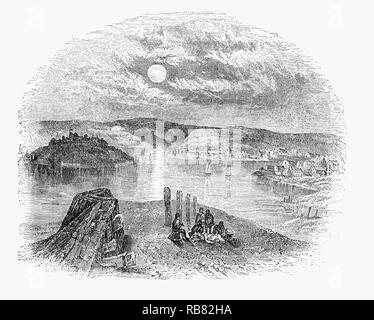 Le port de Kinsale, dans le comté de Cork, en Irlande, où le Roi Jacques II d'Angleterre et l'Irlande (Jacques VII d'Écosse) a atterri à Kinsale en mars 1689 avec une force de 2 500 hommes, soulevé avec le soutien du roi Louis XIV, dans le cadre de sa campagne visant à reprendre le pouvoir en Angleterre, Ecosse et Irlande. En 1690, Jacques II d'Angleterre est retourné à l'exil en France de Kinsale, après sa défaite à la bataille de la Boyne par Guillaume III d'Angleterre après la glorieuse révolution (ou Révolution de 1688). Banque D'Images