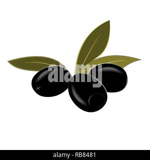 Cartoon olives dénoyautées noir isolé sur blanc. Vector illustration. Illustration de Vecteur