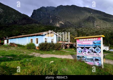 Restaurant traditionnel de Humacchuco - Parc National Huascaran. Département d'Ancash au Pérou. Banque D'Images