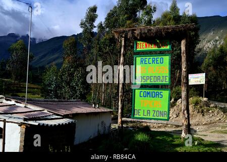 Restaurant traditionnel de Humacchuco - Parc National Huascaran. Département d'Ancash au Pérou. Banque D'Images