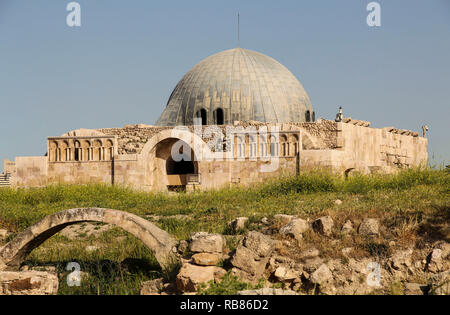 Le palais omeyyade à Jabal al-Qal'a, l'ancienne citadelle romaine à Amman, Jordanie Banque D'Images