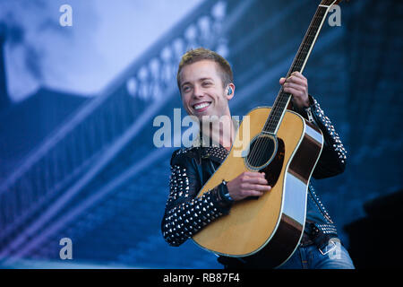Le chanteur, auteur-compositeur et musicien Eliza Doolittle effectue un concert live au festival de musique danois Jelling Festival 2014. Le Danemark, 29/05 2014. Banque D'Images