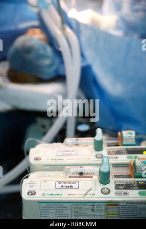 Tam Duc cardiologie Hôpital. Salle d'opération. La chirurgie cardiaque. L'anesthésie. Ho Chi Minh Ville. Le Vietnam. Banque D'Images