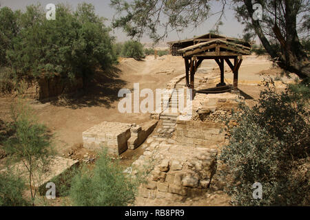 Jourdain. Béthanie au-delà du Jourdain - Site du baptême de Jésus. Vestiges byzantins de la chapelle et de la Basilique (l'église de la Trinité) Banque D'Images