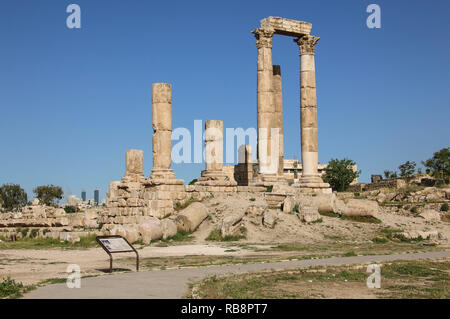 Temple d'Hercule de la Citadelle d'Amman complexe (Jabal al-Qal'a), Amman, Jordanie. Banque D'Images