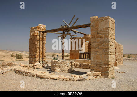 Ainsi l'eau ancienne en château Qasr Amra château du désert, près d'Amman, en Jordanie. Connue avec ses célèbres fresques Banque D'Images