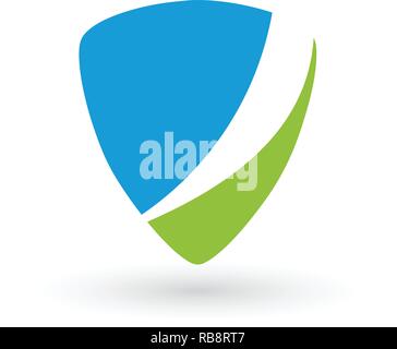 Identité bleu et vert, badge, étiquette, emblème ou logo modèle de badge, vector illustration isolé sur fond blanc Illustration de Vecteur