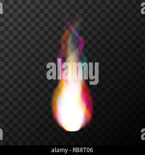 Bright colorful magic feu flamme sur fond transparent Illustration de Vecteur