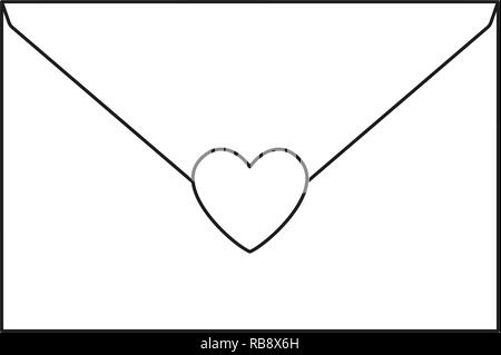 Les dessins au trait noir et blanc lettre d'amour Illustration de Vecteur