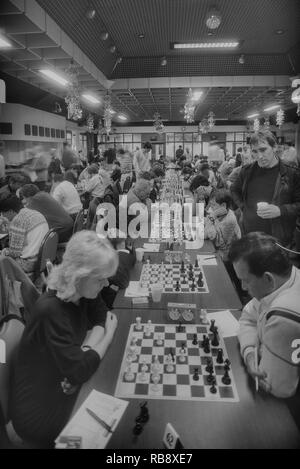 Hastings 66e Congrès annuel international d'échecs. Tournoi Challenger. Angleterre, RU, 1990 Banque D'Images