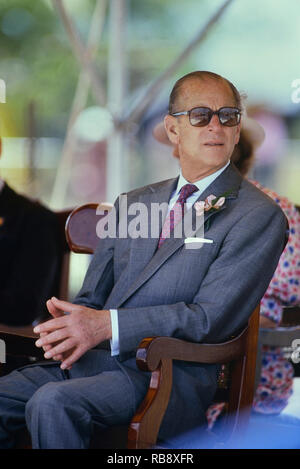 Le prince Philip, duc d'Édimbourg. Visite royale à la Barbade, circa 1989 Banque D'Images