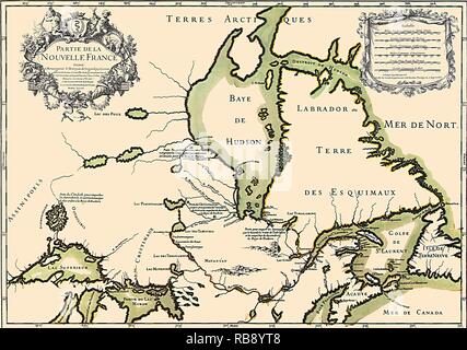 Carte canadienne antique 1685 Banque D'Images