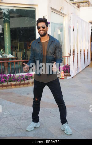 Mumbai, Inde. 7 janvier, 2019. Vicky Bollywood Kaushal, Paresh Rawal et Yami Gautam et starcast faisant la promotion de leur film à venir à URI et Sun Sand Hotel Juhu à Mumbai en Inde le 7 jan 2019 : Crédit Prodip Guha/Alamy Live News Banque D'Images