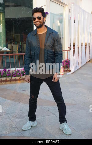 Mumbai, Inde. 7 janvier, 2019. Vicky Bollywood Kaushal, Paresh Rawal et Yami Gautam et starcast faisant la promotion de leur film à venir à URI et Sun Sand Hotel Juhu à Mumbai en Inde le 7 jan 2019 : Crédit Prodip Guha/Alamy Live News Banque D'Images