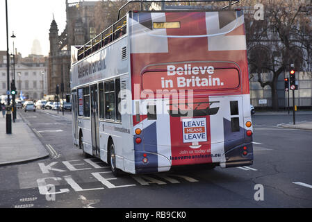 Chambres du Parlement, Londres, Royaume-Uni. 8 janvier, 2019. Des groupes favorables et défavorables à Brexit en face du palais de Westminster. Crédit : Matthieu Chattle/Alamy Live News Banque D'Images