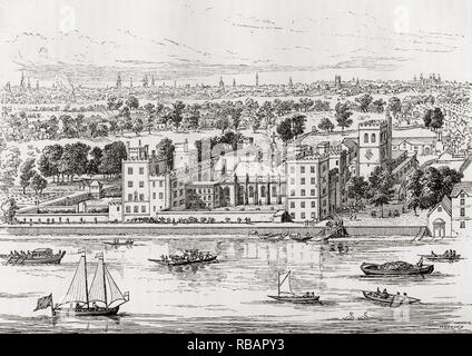 Lambeth Palace, Lambeth, Londres, Angleterre, vu ici en 1688. Photos de Londres, publié 1890 Banque D'Images