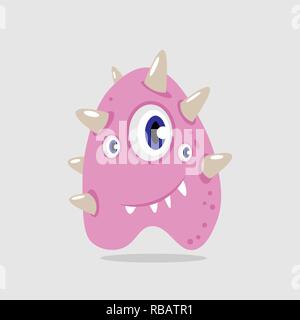 Funny cartoon rose monster, Alien ou bactérie Illustration de Vecteur