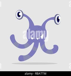 Funny cartoon Violet monster, Alien ou bactérie Illustration de Vecteur