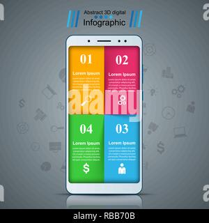 Gadget numérique, smartphone business infographie. Illustration de Vecteur