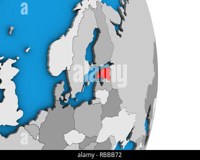 L'Estonie sur politique simple globe 3D. 3D illustration. Banque D'Images