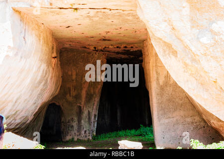 Grotte calcaire Grotta dei Cordari - Syracuse, Sicile, Italie Banque D'Images