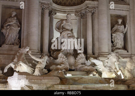 Fontaine de Trevi à Rome. Détail de la statue de l'Océan Banque D'Images