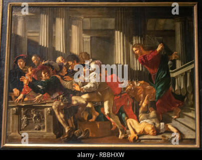 "Christ conduisant les marchands du temple' par Fransesco Boneri Banque D'Images