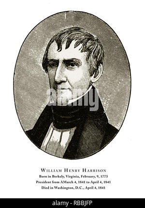 William Henry Harrison, président de Portrait gravé, 1888 Banque D'Images