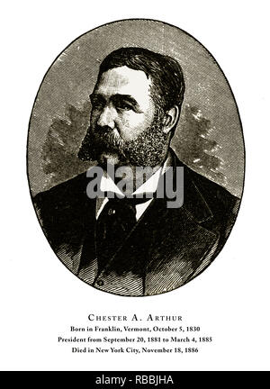 Chester A. Arthur, Portrait gravé de président, 1888 Banque D'Images