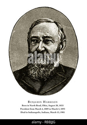 Benjamin Harrison, président de Portrait gravé, 1888 Banque D'Images