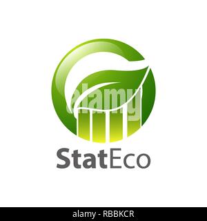 Cercle graphique logo feuille verte concept design template idée Illustration de Vecteur