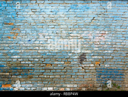 Vieux mur de briques bleu grunge texture Banque D'Images