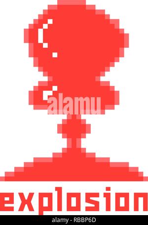 L'icône d'explosion des pixels en rouge Illustration de Vecteur