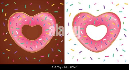 Donut rose en forme de coeur avec des sprinkles vector illustration EPS10 Illustration de Vecteur