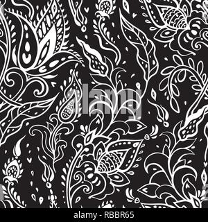 Arrière-plan de Paisley. Transparente avec motif Vintage hand drawn Abstract Flowers. Illustration de Vecteur