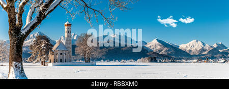 Panorama idyllique paysage en Bavière à l'hiver Banque D'Images