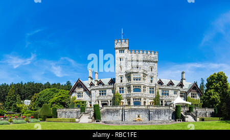 Site Historique National Hatley Castle situé dans l'île de Vancouver, Victoria, Colombie-Britannique, Canada. Utilisé comme lieu de tournage d'Hollywood et Royal Oak Banque D'Images