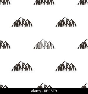 Modèle transparent avec des montagnes en rétro style hippie. Peut être utilisé pour le papier peint, trames, le textile, l'arrière-plan de la page web, des textures de surface. Stock vector illustration isolated on white Illustration de Vecteur