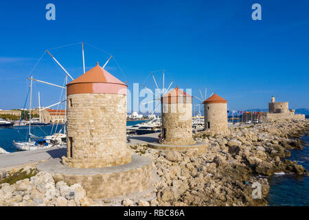 La Grèce, Rhodes, Vieux Port Banque D'Images