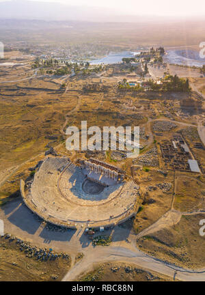 La Turquie, province de Denizli, Pamukkale, Hiérapolis Pamukkale Site archéologique (site UNESCO), Hierapolis Theatre Banque D'Images