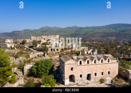 La Turquie, Fethiye, Kayakoy (Mugla) Ghost Town, une ancienne colonie grecque et maintenant une ville abandonnée et open air museum Banque D'Images