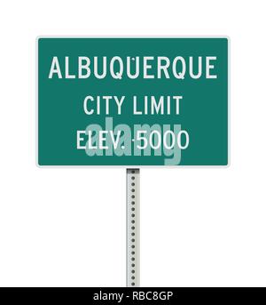 Vector illustration de la limite de la ville d'Albuquerque panneau vert Illustration de Vecteur