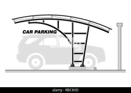 Vue latérale du toit pour parking, vector illustration Illustration de Vecteur